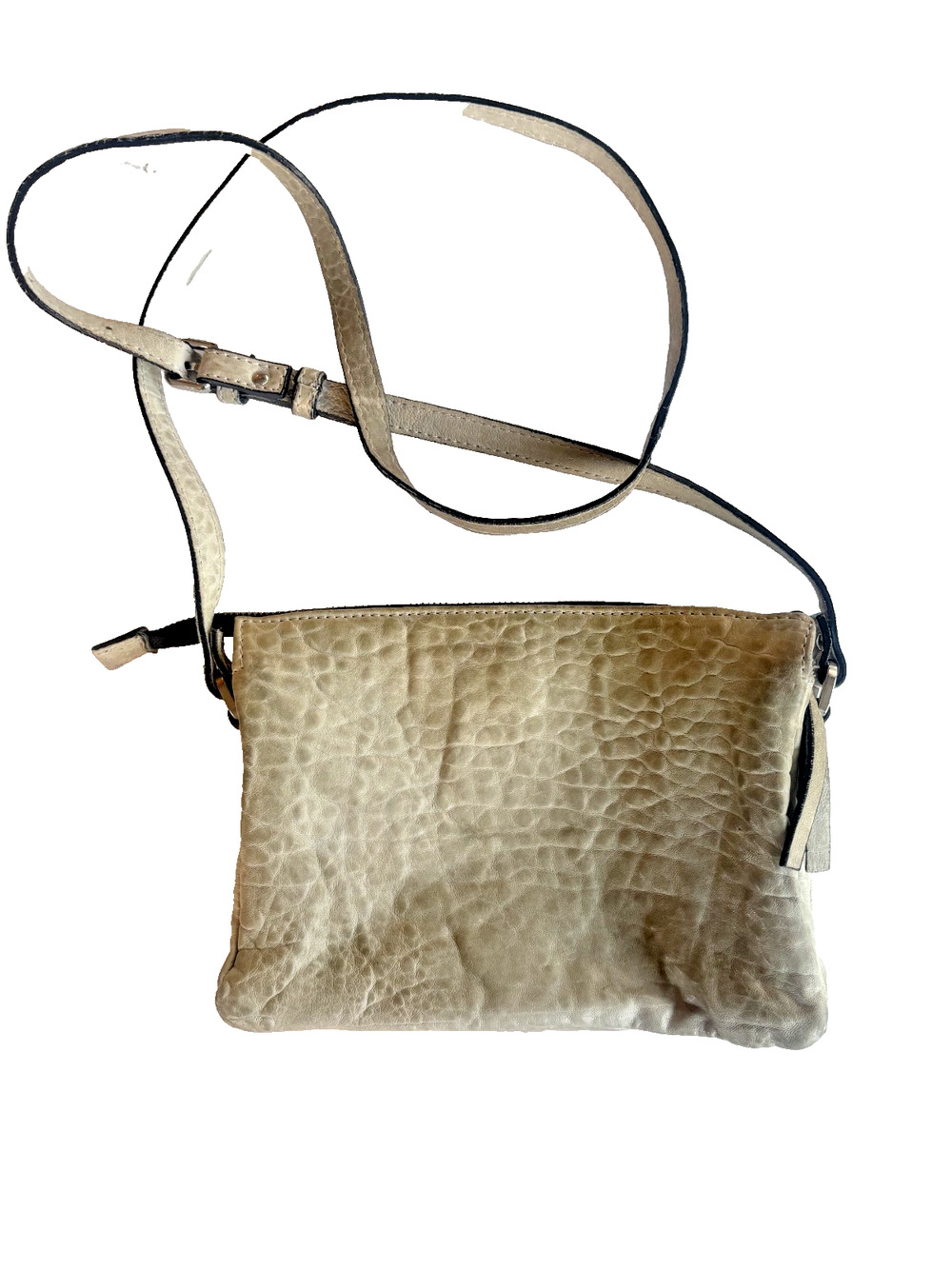 Maxon Collection Grey Real Leather Crossbody Bag Adjustable Strap Zip Pockets